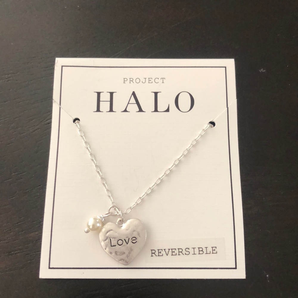 Silver tone heart pendant necklace